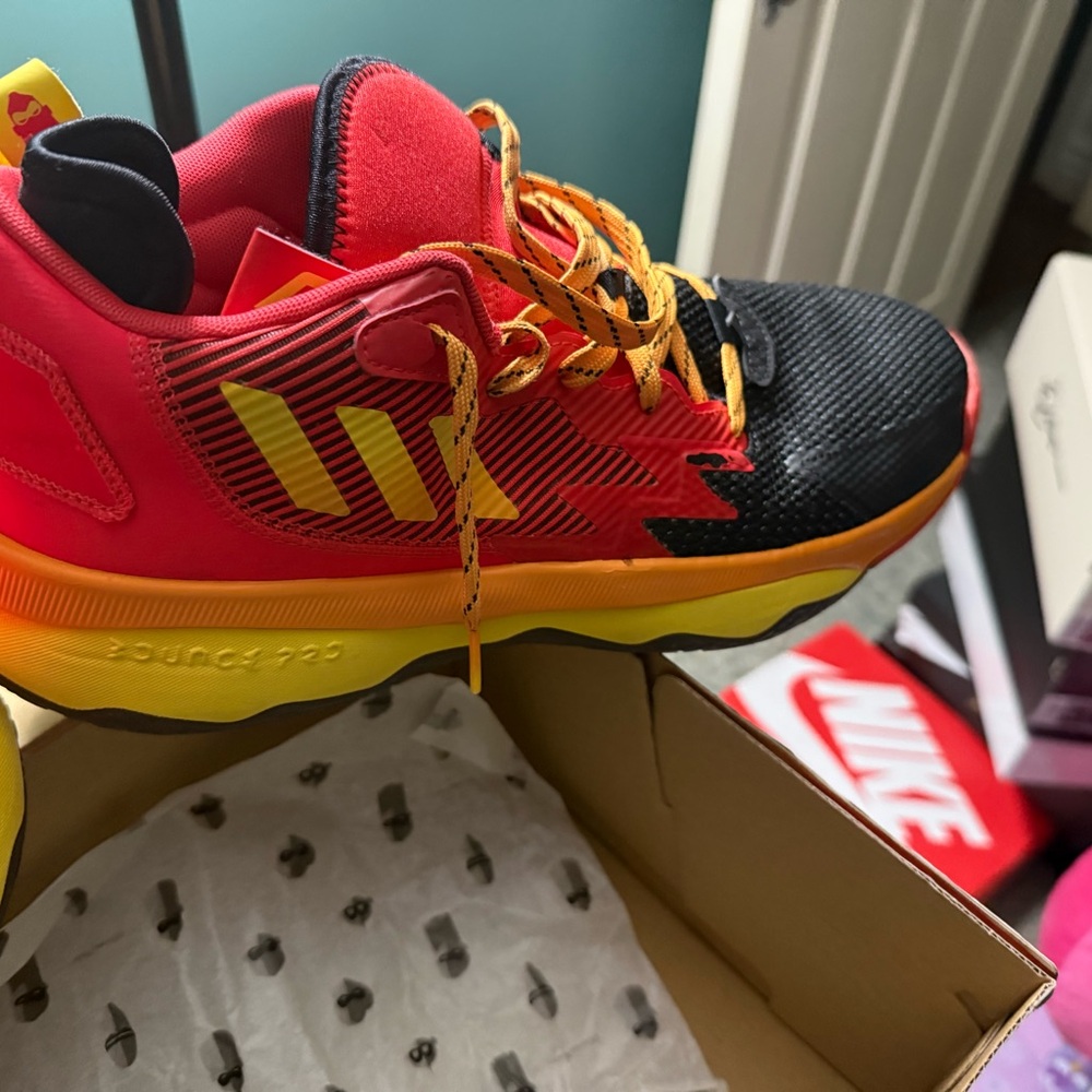 Adidas Men’s Red and Black Sneakers